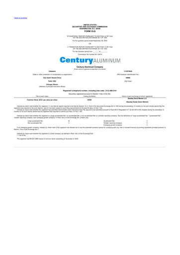 Miniature Century Aluminum
 10-Q Rapport trimestriel 2025 