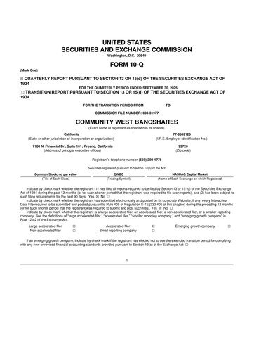 Thumbnail Community West Bancshares 10-Q Quarterly Report FY2025 