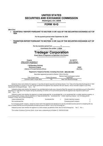Thumbnail Tredegar 10-Q Quarterly Report FY2025 