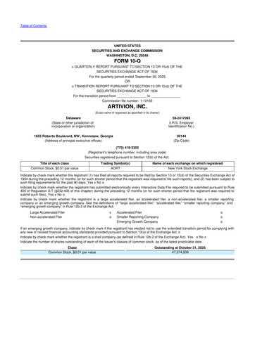 Thumbnail Artivion 10-Q Quarterly Report FY2025 