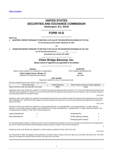 Vorschaubild Chain Bridge Bancorp 10-Q Quartalsbericht 2025 