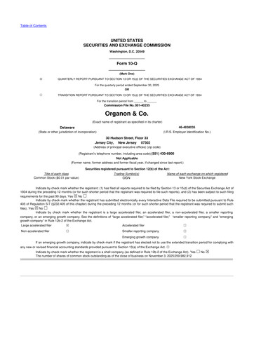 Vorschaubild Organon 10-Q Quartalsbericht 2025 