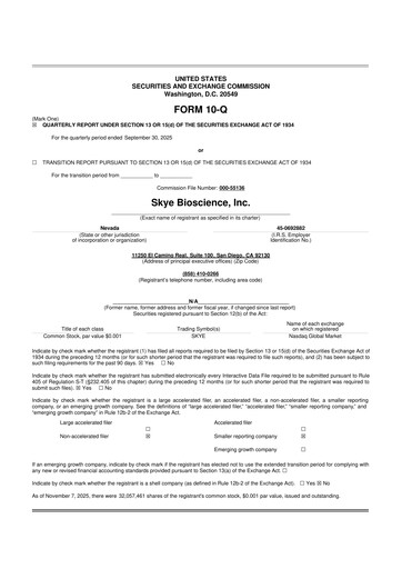 Miniature Skye Bioscience 10-Q Rapport trimestriel 2025 