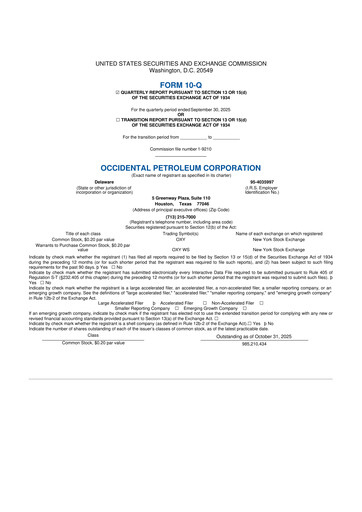 Vorschaubild Occidental Petroleum 10-Q Quartalsbericht 2025 