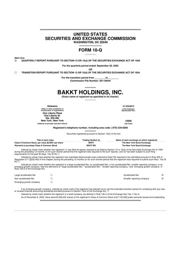 Miniature Bakkt Holdings 10-Q Rapport trimestriel  