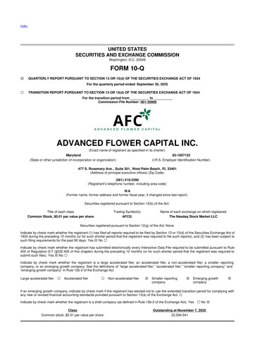 Thumbnail 	Advanced Flower Capital 10-Q Quarterly Report FY2025 