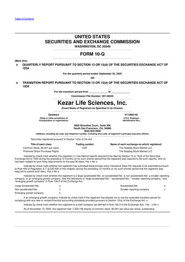 Thumbnail Kezar Life Sciences 10-Q Quarterly Report FY2025 