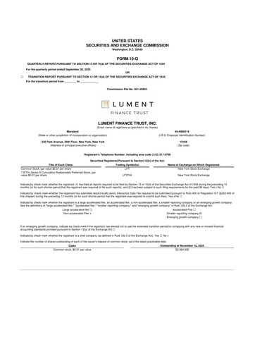 Vorschaubild Lument Finance Trust 10-Q Quartalsbericht  