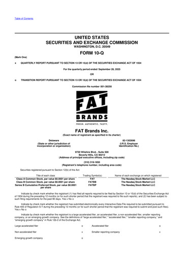 Miniature FAT Brands 10-Q Rapport trimestriel 2025 