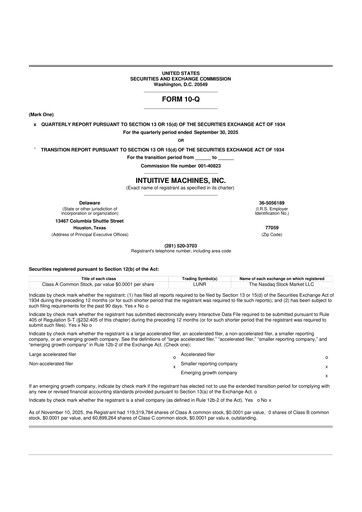Miniature Intuitive Machines 10-Q Rapport trimestriel 2025 