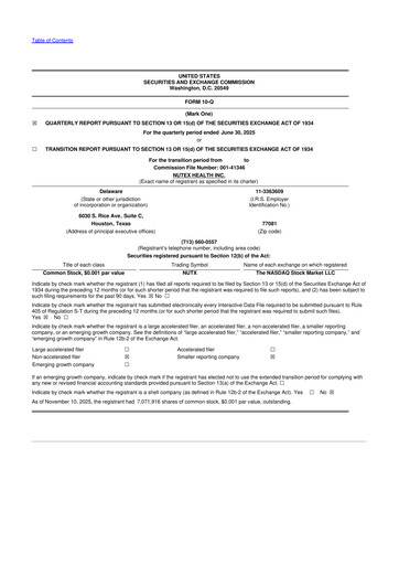 Vorschaubild Nutex Health 10-Q Quartalsbericht 2025 