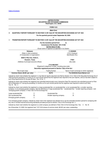 Vorschaubild Nutex Health 10-Q Quartalsbericht 2025 
