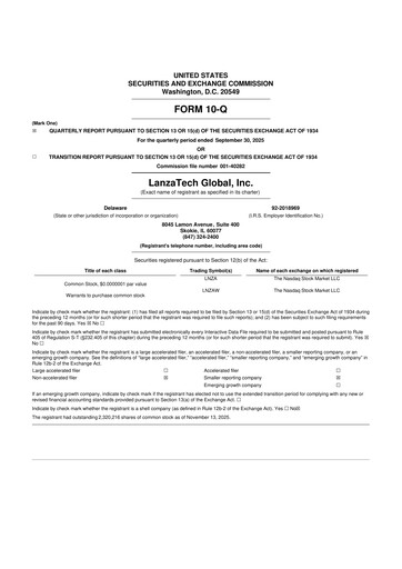 Thumbnail LanzaTech Global 10-Q Quarterly Report FY2025 