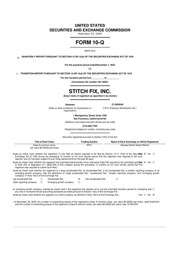 Miniature Stitch Fix
 10-Q Rapport trimestriel 2026 