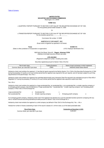 Thumbnail America's Car-Mart 10-Q Quarterly Report FY2026 