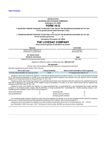 Miniature LoveSac
 10-Q Rapport trimestriel 2026 