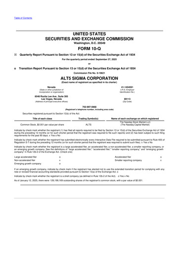 Vorschaubild ALT5 Sigma 10-Q Quartalsbericht 2025 