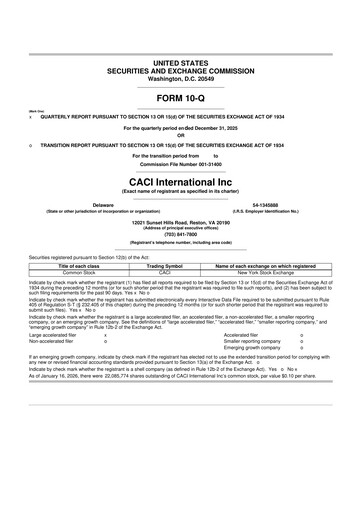 Thumbnail CACI International Inc 10-Q Quarterly Report FY2026 