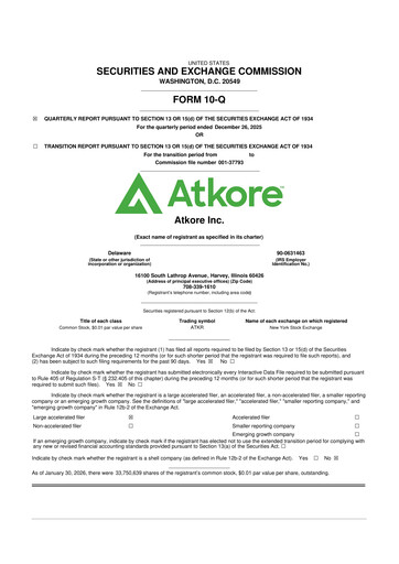 Miniature Atkore 10-Q Rapport trimestriel 2026 