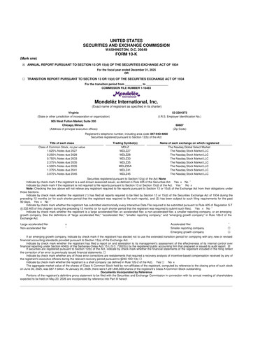 Thumbnail Mondelez International 10-K Annual Report 2025