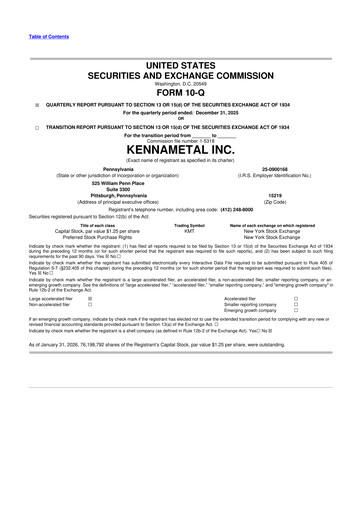 Vorschaubild Kennametal 10-Q Quartalsbericht 2026 