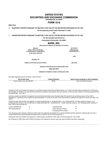 Thumbnail Bark, Inc. 10-Q Quarterly Report FY2026 
