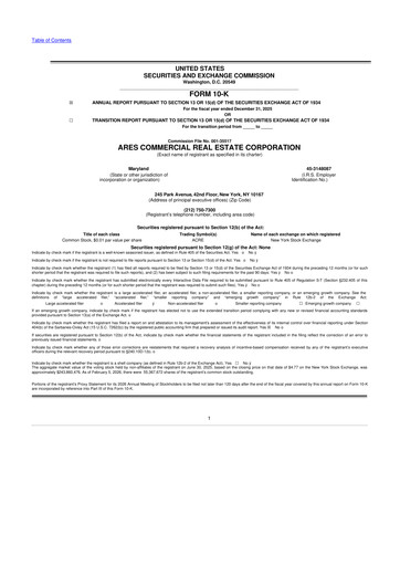 Thumbnail Ares Commercial Real Estate 10-K Annual Report 2025