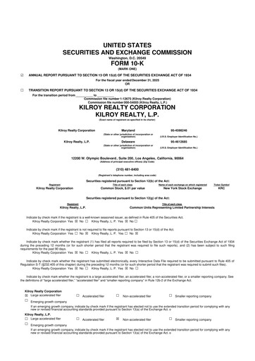 Thumbnail Kilroy Realty 10-K Annual Report 