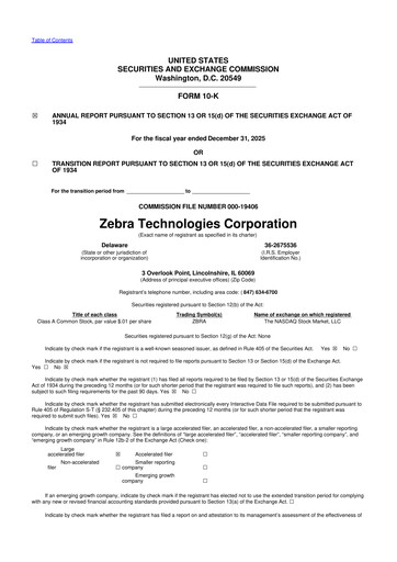 Thumbnail Zebra Technologies 10-K Annual Report 2025