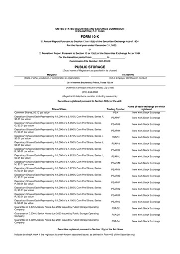 Miniature Public Storage 10-K Rapport annuel 2025