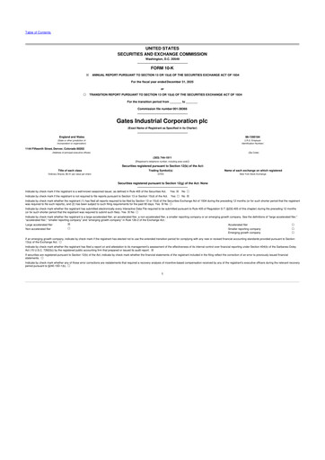 Thumbnail Gates Industrial Corp 10-K Annual Report 2025