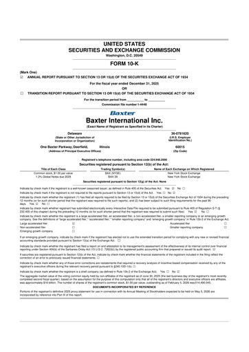 Thumbnail Baxter 10-K Annual Report 2025