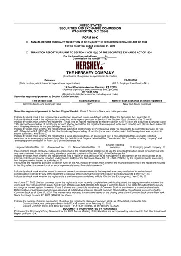 Thumbnail The Hershey Company 10-K Annual Report 2025