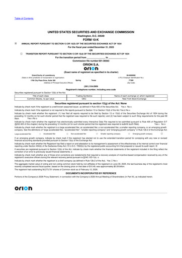 Thumbnail Orion S.A. 10-K Annual Report 2025