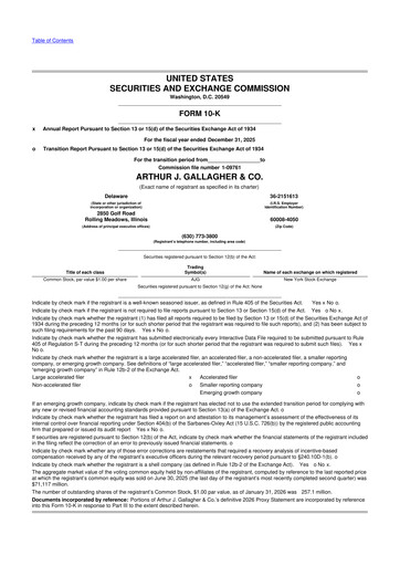 Thumbnail Arthur J. Gallagher & Co.
 10-K Annual Report 2025