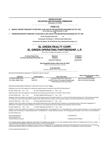 Thumbnail SL Green Realty
 10-K Annual Report 