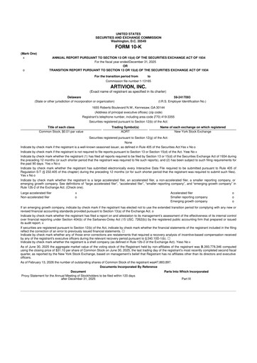 Thumbnail Artivion 10-K Annual Report 2025