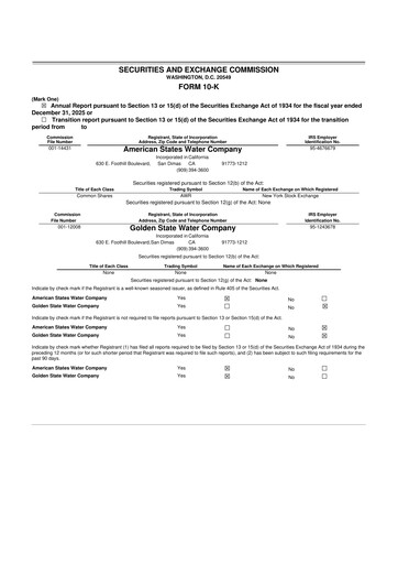 Thumbnail American States Water
 10-K Annual Report 