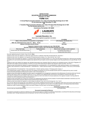 Thumbnail Laureate Education
 10-K Annual Report 2025