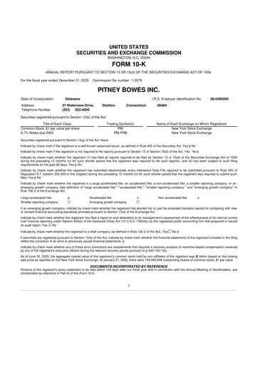 Miniature Pitney Bowes 10-K Rapport annuel 2025