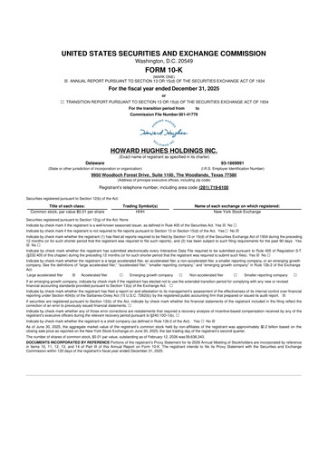 Thumbnail Howard Hughes Holdings
 10-K Annual Report 2025