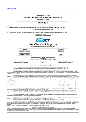 Miniature UCT (Ultra Clean Holdings) 10-K Rapport annuel 2025