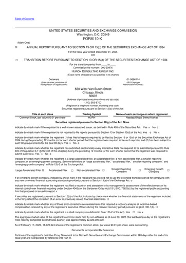 Thumbnail Huron Consulting 10-K Annual Report 2025