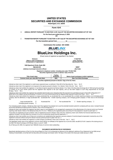 Thumbnail Bluelinx 10-K Annual Report 2025