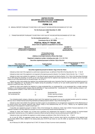 Miniature Postal Realty Trust 10-K Rapport annuel 2025