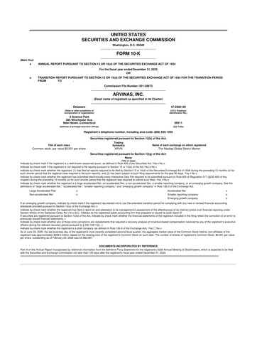 Thumbnail Arvinas 10-K Annual Report 