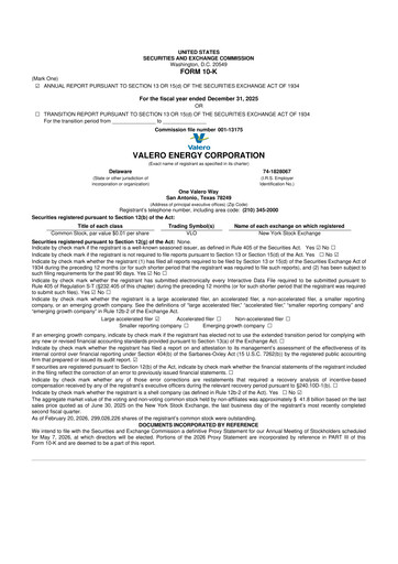 Thumbnail Valero Energy 10-K Annual Report 2025