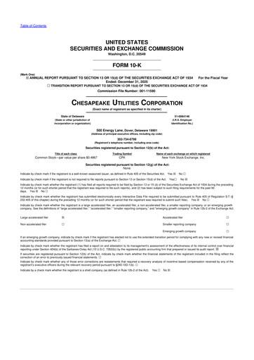 Thumbnail Chesapeake Utilities
 10-K Annual Report 2025