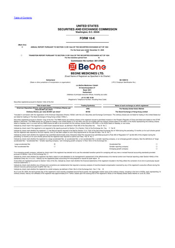 Miniature BeOne Medicines 10-K Rapport annuel 2025