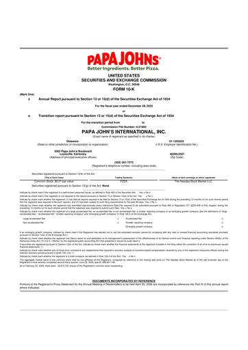 Thumbnail Papa John's Pizza
 10-K Annual Report 2025